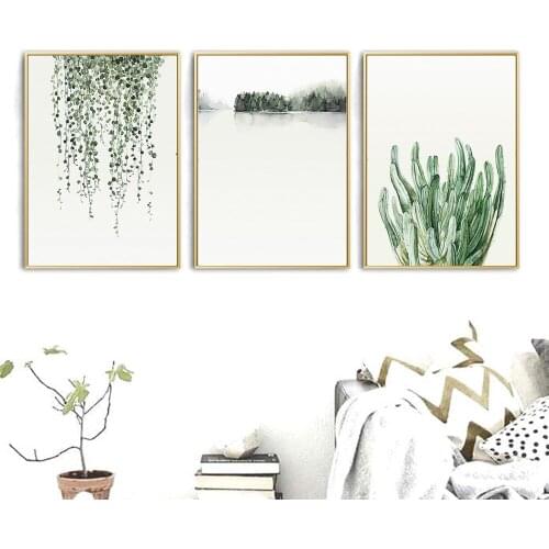 Watercolor Plant Leaves Poster Print Landscape Wall Art Canvas Painting Picture for Living Room Home Decor Cactus Decoration