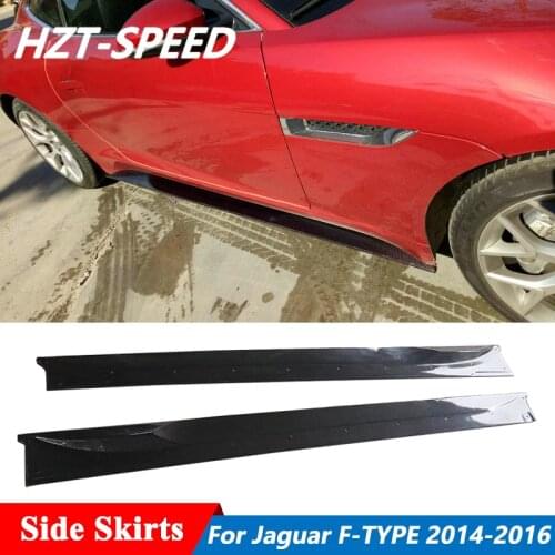 2 PCS Real Carben Fiber Side Skirts Extensions For Jaguar F Type Refitting 2014-2016