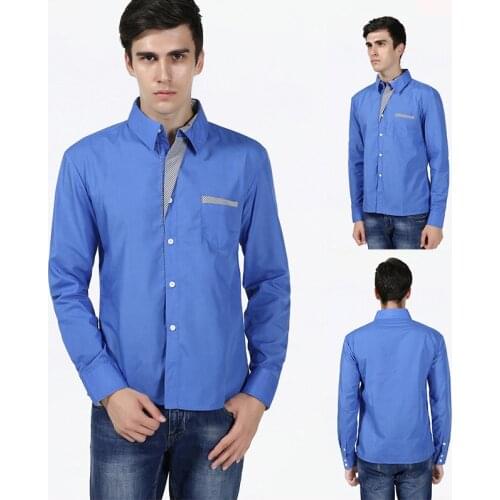 Contrast Color Shirt Men Big Size Shirts Mens Camisa Masculina long sleeves dress shirt for men Single Breasted camisas hombre
