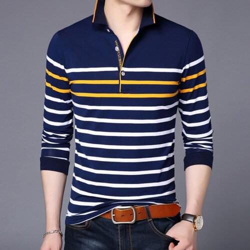 Polo Shirts Men Long Sleeve Casual Striped Design Luxury Brand Cotton Spring Autumn Fall Fashion Slim Fit Plus Size Tees Clothes