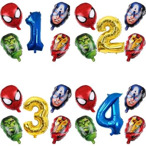 5pcs/lot Hero Balloon Spiderman Aluminum Foil Balloons Kids Birthday Party Decoration Baby Shower Iron Man Balloons