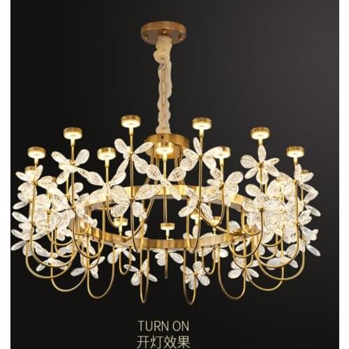 Modern light luxury crystal chandelier dining room lamp Nordic new art bedroom decoration living room led chandelier lighting