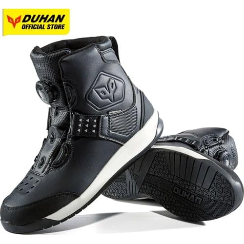DUHAN Motorcycle Boots Waterproof Leather Cycling Shoes Anti-slip Motocross Ankle Protection Breathable Moto Riding Boots
