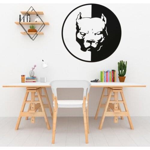 Waterproof Pitbull Dog Wall Sticker Bulldog Murals For Home Car Decoration Art Horrible Dog Head Decal M0050