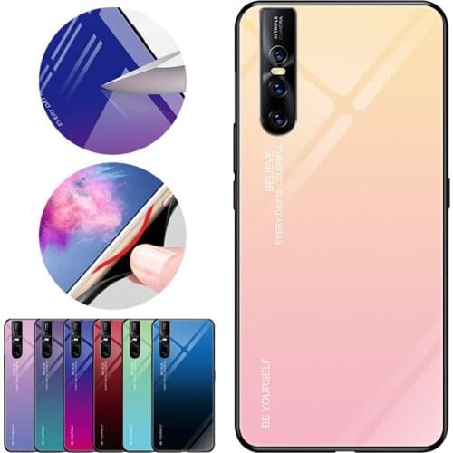 Gradient Glass Case Protective Case For VIVO Z1 Z1i V15 V11 V11 pro V9 V7 V5 Mobile Phone Case