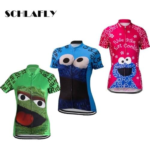Woman Green pink funny cycling jersey summer breathable quick dry anti-shrink short bike wear jersey road jersey schlafly