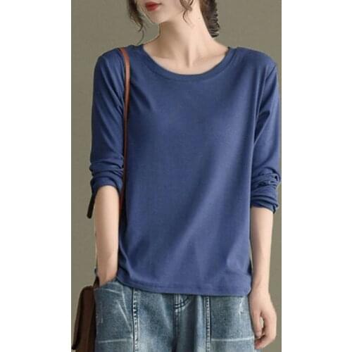 Woman Tshirts Cotton Long Sleeve T-shirt Autumn Womens Blouse Cotton Loose plus Size Ropa Mujer Camisetas