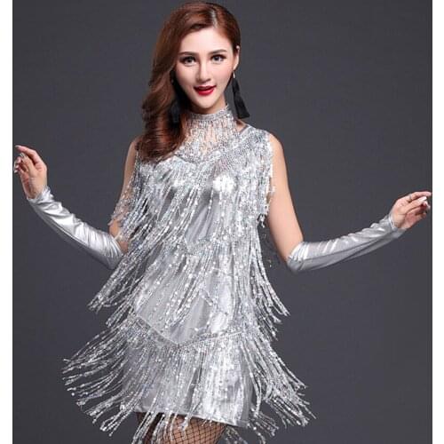 2020 New Women Dance Clothes Salsa Costume Ballroom Competition Latin Sequin Dresses For Girls Practice Competition Dress