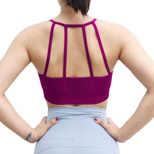 Women Sexy Top Clothing Hot Sale Fashion Backless New Design Four Straps Sports Fitness Yog Bra Lady Nylon Material Sports Bra