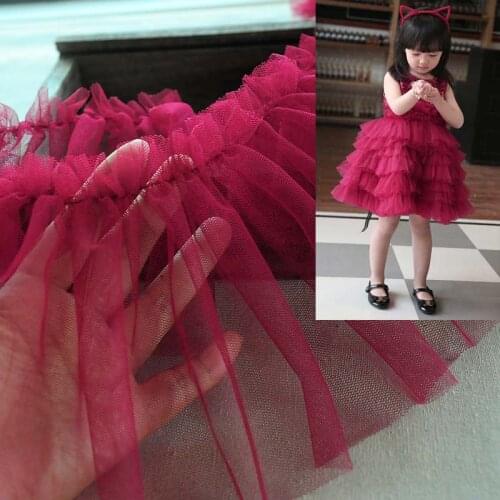 1Yards Embroidery Red Lace Fabric 15cm Diy Mesh Guipure Crafts Lace Ribbon Sewing Dress Wedding Decor Clothes Lace Material QW15