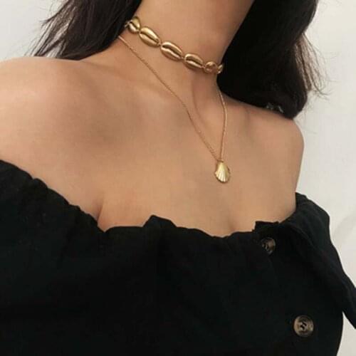 2019 new fashion beach shell necklace simple for ladies bohemian summer shell necklace