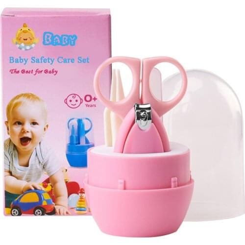 4Pcs Baby Nail Trimmer Care Kits Infant Nail Clipper Scissors Tweezers Nail File Health Care Sets Newborn Baby Nail Cutter Tools