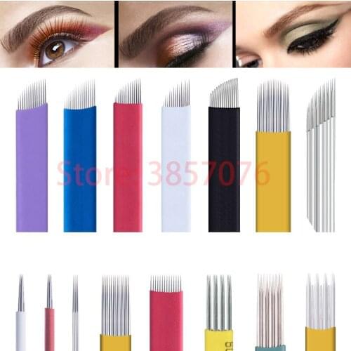 50pcs Microblading Needles 0.18mm Tebori Blades Permanent Makeup Eyebrow Needles For 3D Embroidery Manual Tattoo Pen Machine