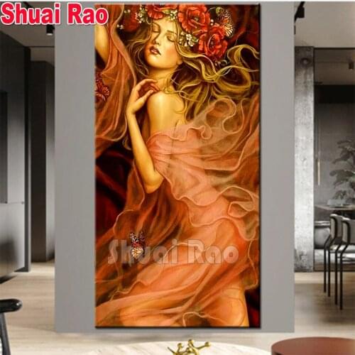 5D DIY Diamond Painting Fantasy Sleep Sexy Flower Woman cross stitch mosaic full square/round diamond embroidery rhinestone