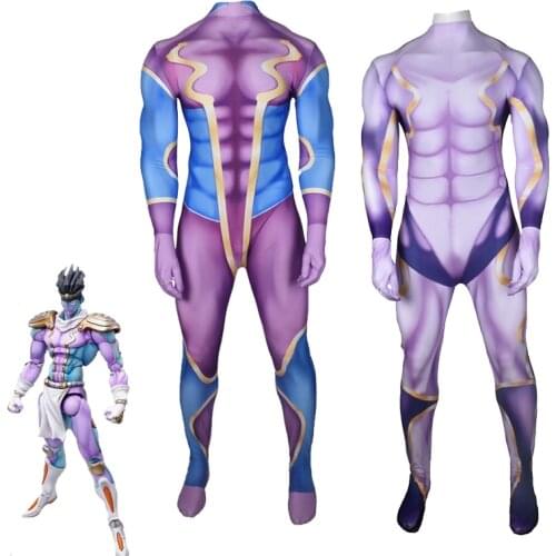 Anime JoJos Bizarre Adventure Star Platinum Cosplay Costume Adults Kids Zentai Unisex Fullbody Lycra Bodysuit