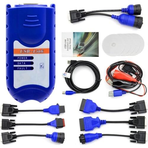 Auto Heavy Duty Truck Diagnostic Tool Scanner tool USB Link Diesel Truck Diagnose 9pcs Adapter Connector Cable