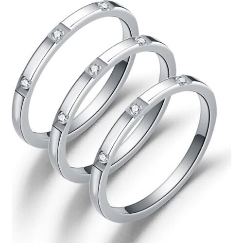 BAECYT Simple Tail Ring Crystal Ring 2mm Thin Finger Stainless Steel Couple Rings Jewelry Wedding Ring For Women