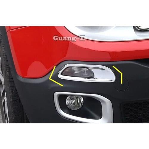 For Jeep Renegade 2016 2017 2018 2019 2020 Car Cover Detector ABS Chrome Front Fot Daytime Running Light Lamp Trim Frame 2pcs
