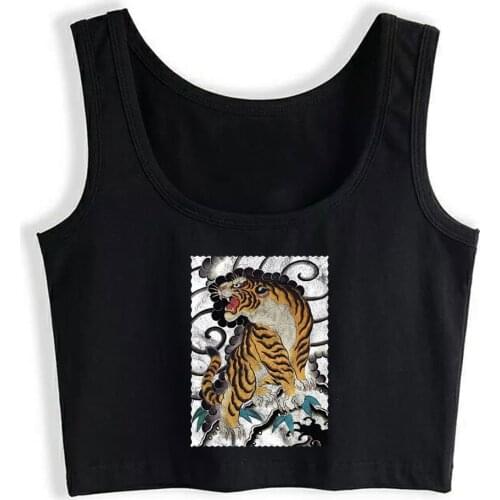 Crop Top Women Tattoo Style Japanese Tiger Traditional Harajuku Tank Top Women Vintage Women Clothes
