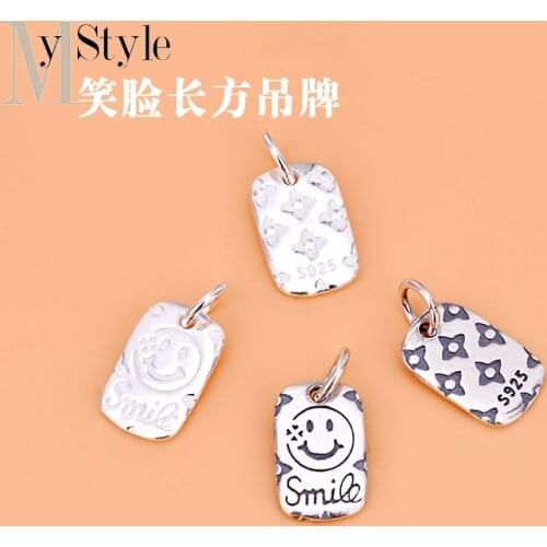 Jewelry DIY accessories S925 pure silver smile old flower pendant jewelry necklace accessories necklace material bag