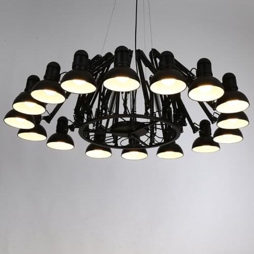 Library Novelty Black Spider chandelier lighting hotel hall Industrial large swing iron hanging dining lamp Commercial lighting