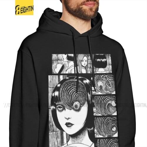 Men Uzumaki Junji Ito Sweatshirts Horror Manga Hoodies White Purified Cotton Hooded Stylish Hoodie Shirt