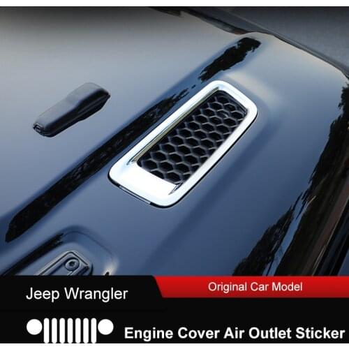QHCP Car Engine Hood Air Outlet Cover Front Bonnet Vent Frame Decorative Sticker Air Flow Intake Trim For Jeep Wrangler JL 18-21