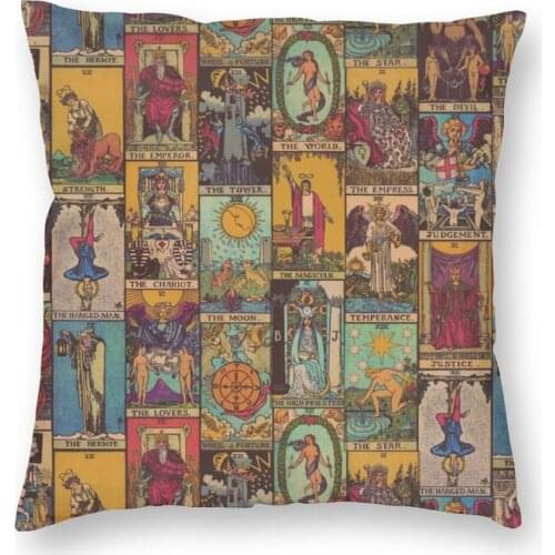 The Major Arcana Of Tarot Vintage Cushion Cover Witch Spiritual Throw Pillow Case for Living Room Custom Pillowcase Home Decor