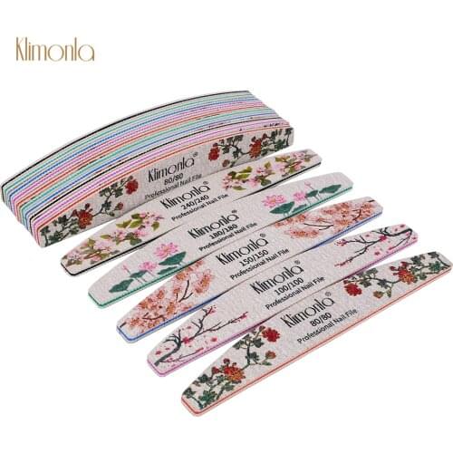 3/5/10Pcs Flower Print Nail File Half Moon Gray Professionals Nail Material Sandpaper 80 100 150 180 240 Nail Supplies Accessori