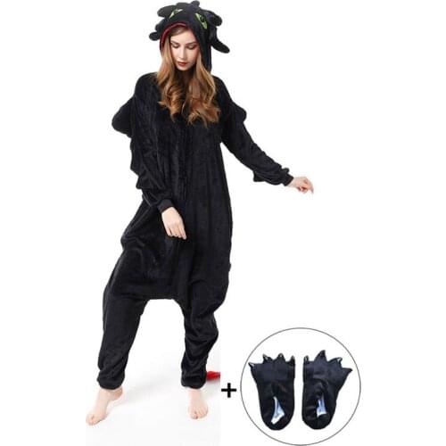 How to Train Your Dragon Toothless Pajamas Anime Kigurumi Winter Flannel Animal Onesie Cute Cosplay Sleepwear Jumpsuit
