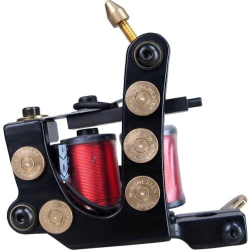 Professional Tattoo Machine Coil Tattoo Gun Liner Shader Black Frame 10 Wraps Coils Handmade Makeup Body Artist Wholesale