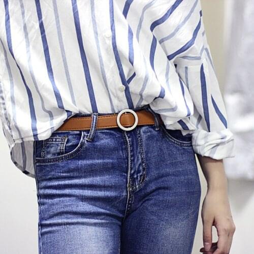 105X2.3Cm Female Deduction Side Silver Buckle Jeans Wild Women Belt Ceinture Fashion Students Simple New Circle Buckles Belts