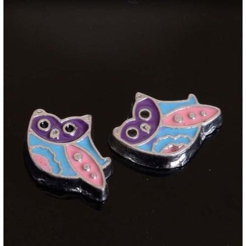 Hot Sale DIY Floating Charm Enamel Owl Charm For Floating Charm Clolorful Owl For Glass Locket