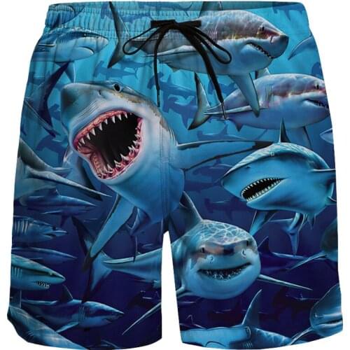 Casual Shorts Men Trendy Shark Print Short Pants Bermuda Holiday Surfing Breathable Quick Dry Beach Pants Running Sports Shorts