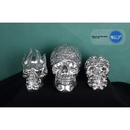 Personality resin Punk Skull statue home decoration accessories craft room decoration objects bar Flame skull sculpture ornament