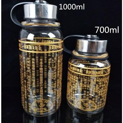 Glass Portable Water Bottle Running Travel Simple Botellas De Plastico Para Jugo Buddha Glass Portable Hot Water Bottle FF70P
