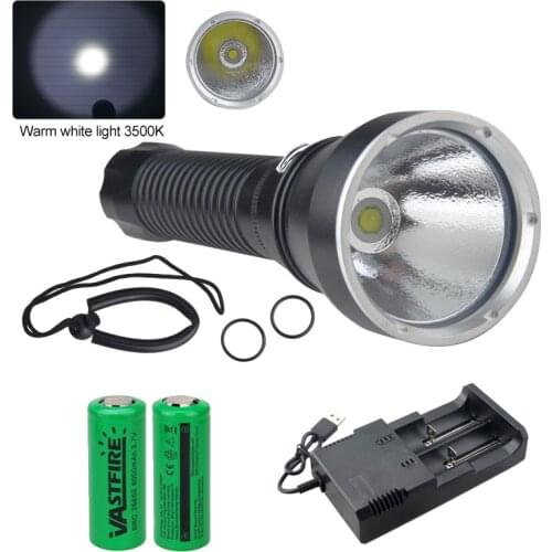 XHP70 2 LED Diving Flashlight Underwater 100 m Waterproof Yellow Diving Torch Lantern With Wrist Strap+battery+charger