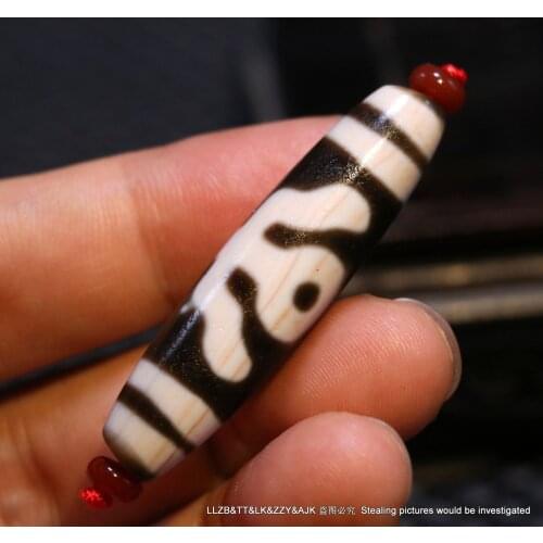 Energy Power Tibetan Old Agate Red Cinnabar Dots Guiren Tairen Big Man dZi Bead Timestown UPD22