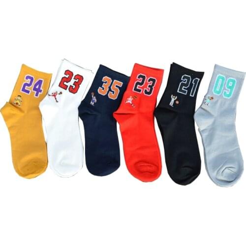 High Quality Fashion Mens Breathable Basketball Socks Elite Thick Sports Socks Unisex Harajukumens happy Funny Embroider socks