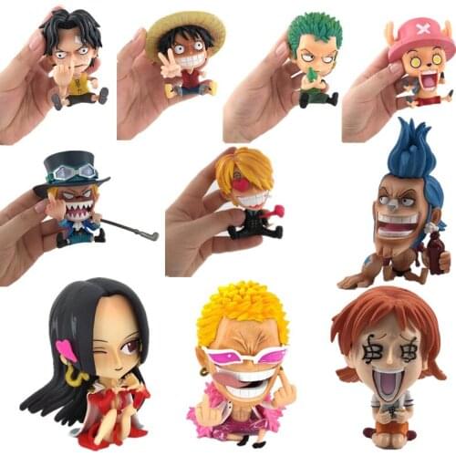 Japan Anime ONE PIECE 8CM Sitting Posture Luffy ZORO Nami Usopp Chopper Hancock ACE Sabo Vinyl Action Figure PVC Model Gift Toys