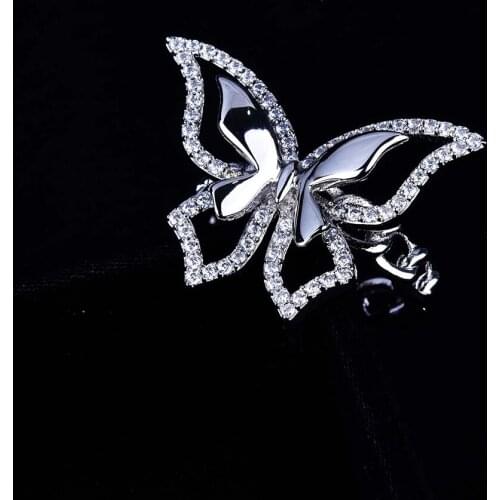 Crystal Butterfly Ring for Women Cute Kpop Adjustable White Gold Twisted Rings Aesthetic Girls Friend Jewelry Accesorios KBR068