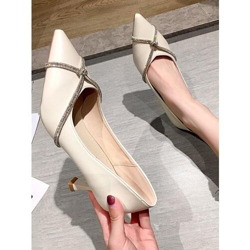 Womens shoes high heels 2020 autumn new flash drill pointed fine heel professional shoes