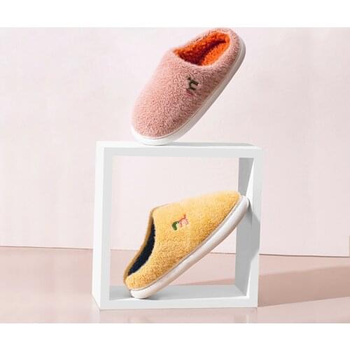 Winter Warm Home Women Fur Slippers Cute Lovely Non-slip Shoes Soft Indoor Bedroom House Slippers Men Lovers Couple Floor Shoes