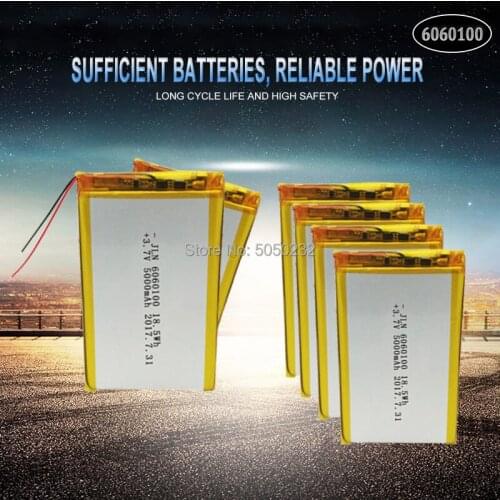 10pc 5000mAh 3.7V 6060100 Polymer Lithium LiPo Rechargeable Battery For GPS PSP DVD PAD Tachograph power bank Speaker