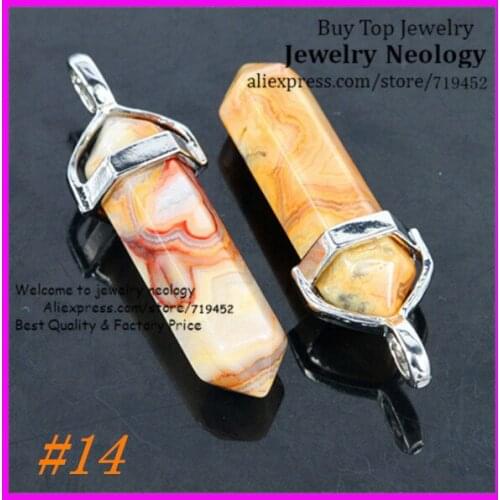 10pcs/lot Nature Crazy Stone Stones Gem Hexagonal Point Reiki Chakra Necklaces Earring Pendant Beads Druzy Jewelry Pendant