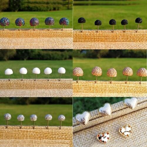 100 Pieces/lot Glitter Frosted Heart Ball Stud Earring Jewelry Accessories DIY Parts Wholesale Findings & Components In Bulk