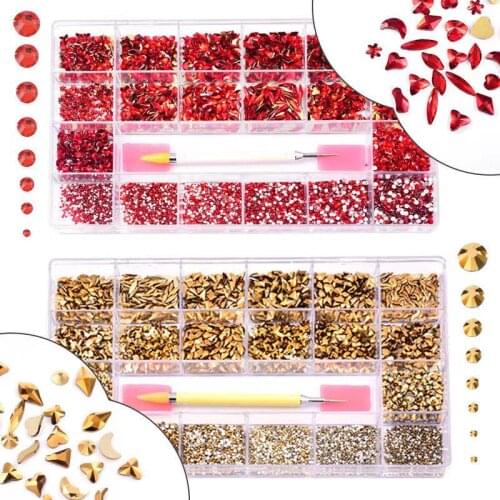 10320pcs Super Set Crystal Rhinestones 3D Multi-Shapes Flatback Nail Garment Decor Glitter Non Hotfix Strass Rhinestones B022
