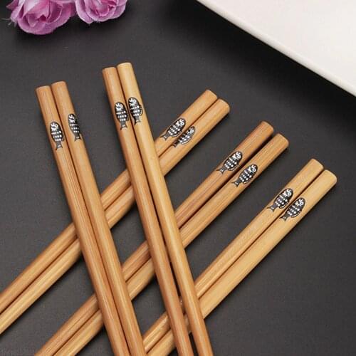 5 pairs Chinese Natural Wooden Bamboo Chopsticks No Lacquer No Wax Healthy Sushi Rice Chopsticks Hotel Tableware Dinnerware