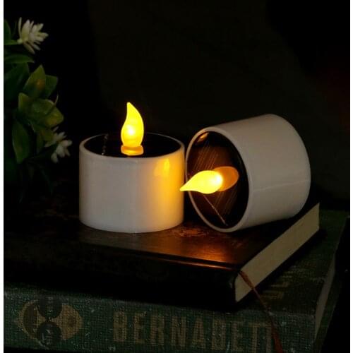 6pcs Solar Powered LED Candle Light Yellow Flicker Tea Lamp Festival Christmas Wedding Romantic Decor