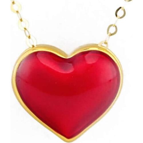 999 24K Yellow Gold Pendant Real 3D Yellow Gold Red Heart Necklace Pendant Love Pendant P6209
